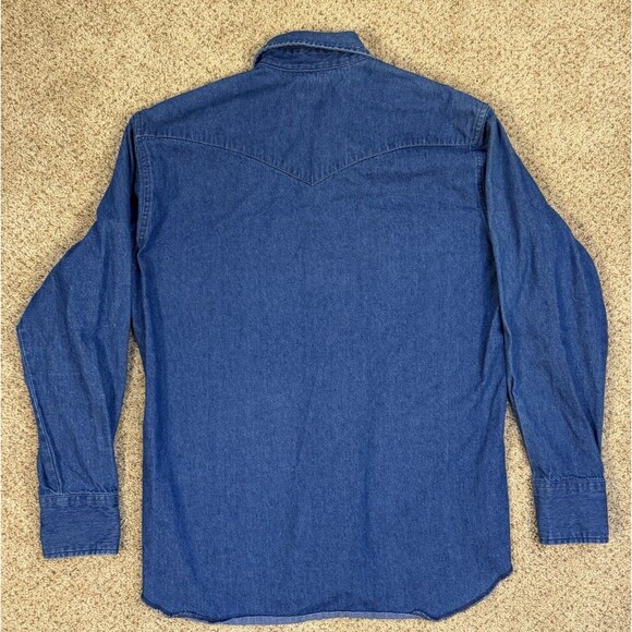 Vtg Wrangler Shirt Mens XL 17x36 Denim Pearl Snap Western Work 90s Cowboy - Picture 3 of 10